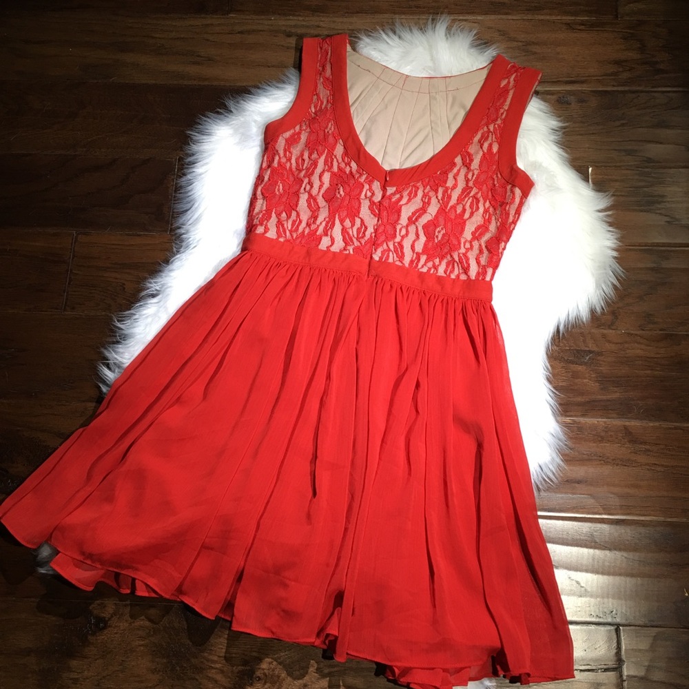 5 for $25! Delia's Red Lace Dress Fit & Flare - Picture 2 of 3
